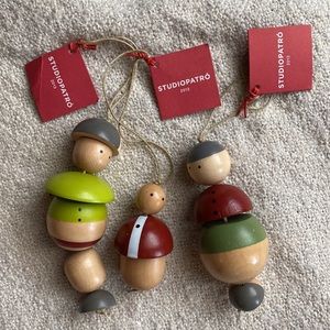 Crate&Barrel Studiopatro 2013 Christmas Ornaments Wooden Family